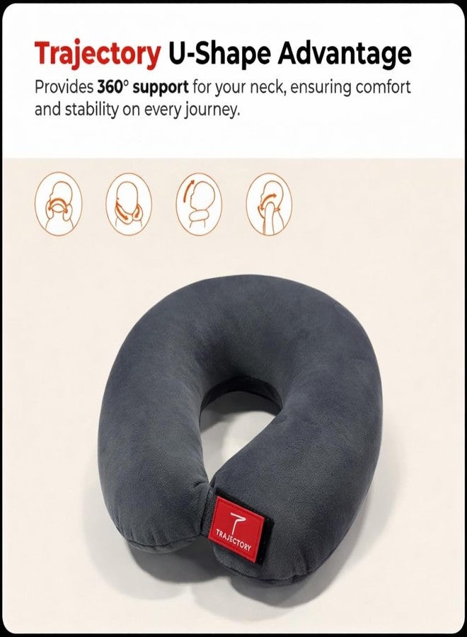 Trajectory Travel Neck Pillow for Travelling and Sleeping in Airplane Flight, Cab, Car, Train, Bus for Men and Women Grey (As seen on Shark Tank) - Image 2